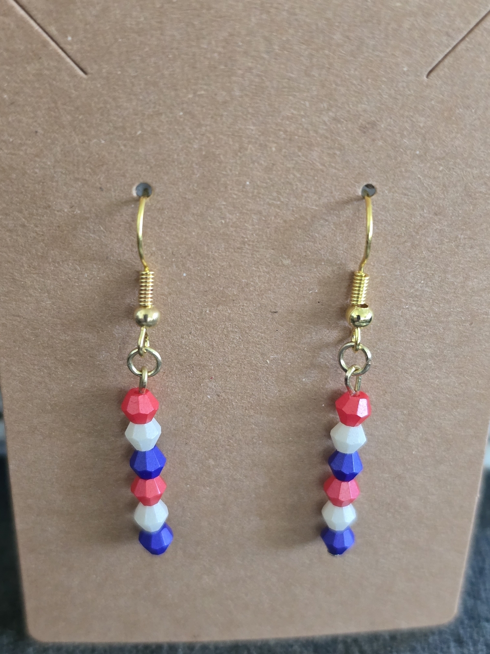 Red, White, Blue 4th of July Beaded Earrings - Picture 2 of 3